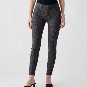 DL1961 Florence Skinny Mid Rise Instasculpt Ankle Jeans 24 Black Snake NEW
